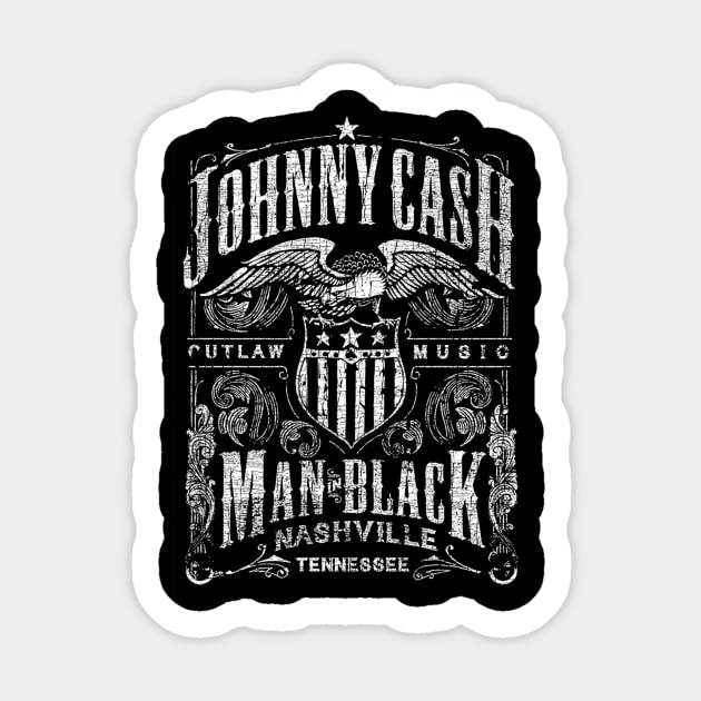 Johnny Cash outlaw music man in black nashville tennessee Sticker by mascotmancharacter